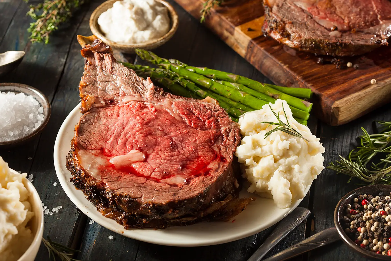 Skagit Steakhouse Prime Rib with Mashed Potatoes