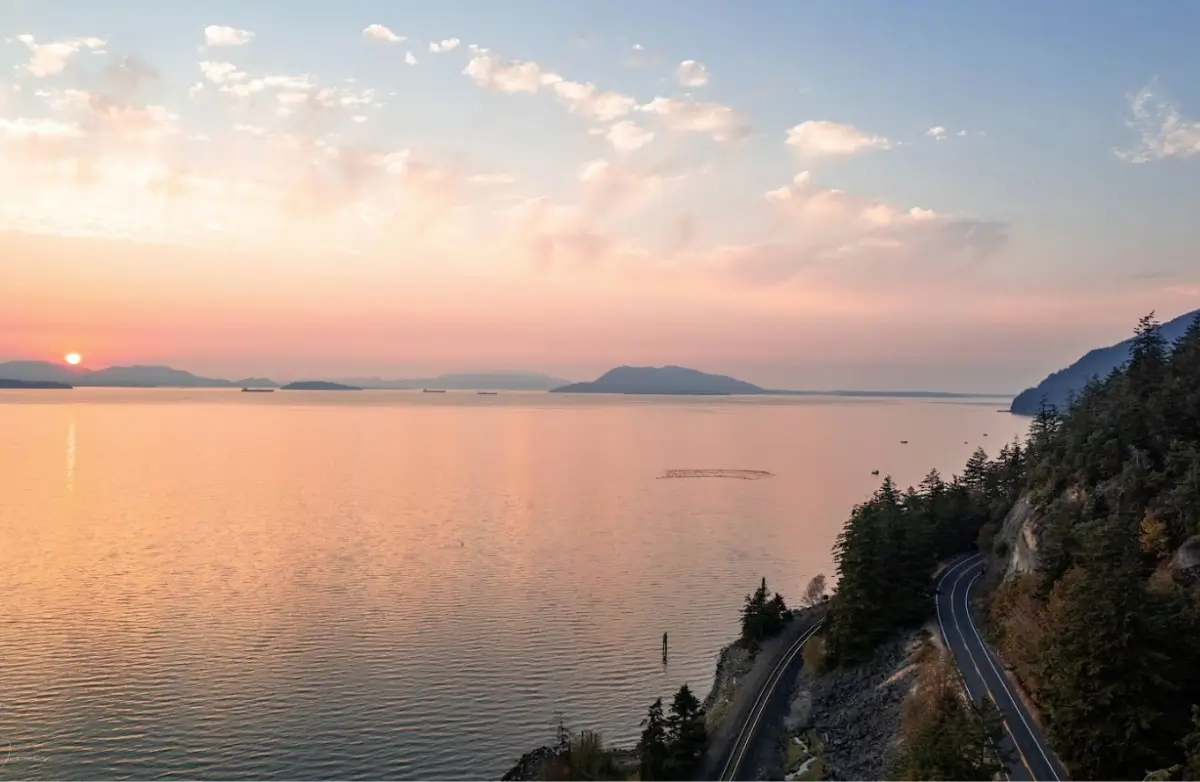 Chuckanut Drive at sunset