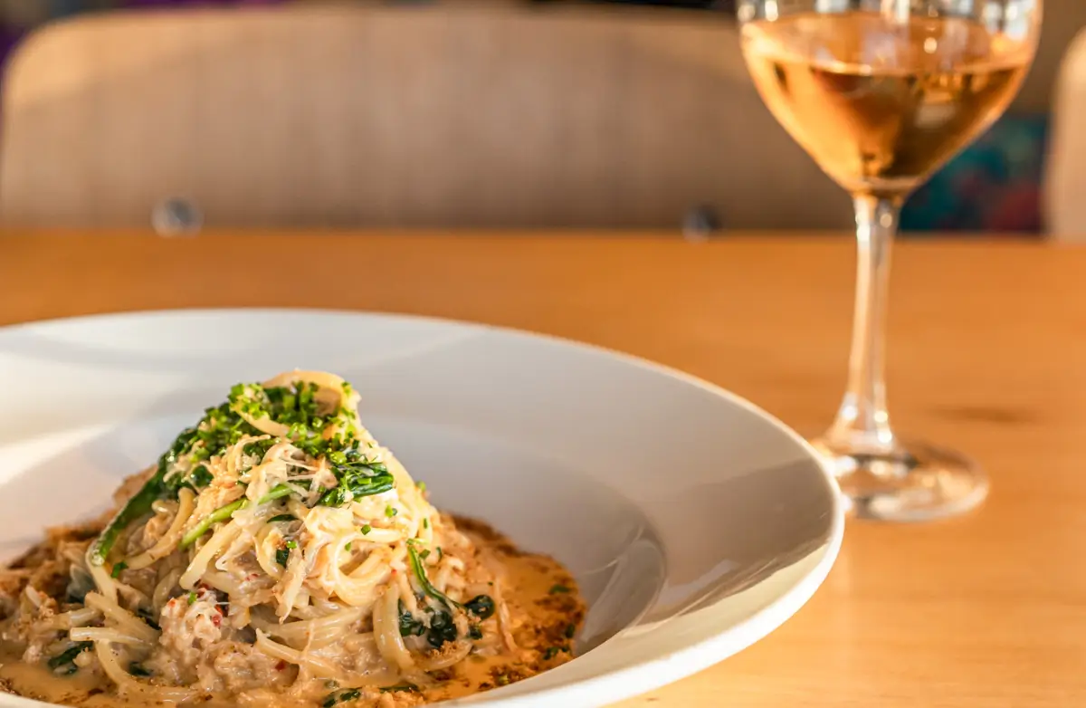 Plated pasta in Skagit Valley