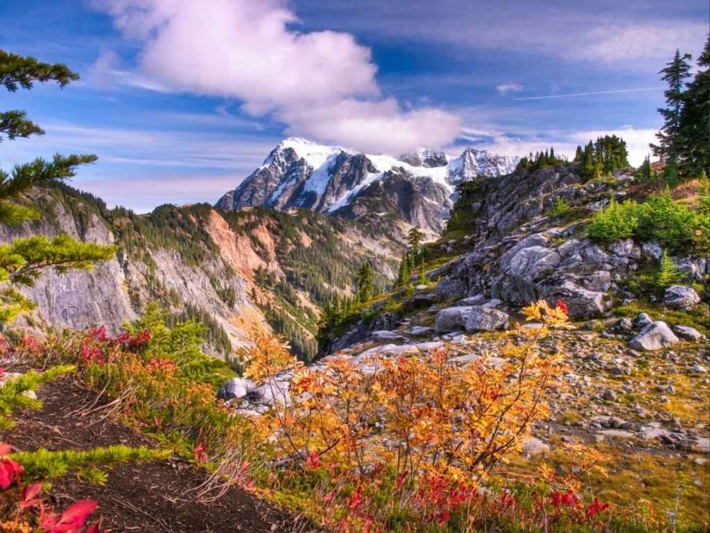 View of mountains from a hike trail